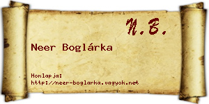Neer Boglárka névjegykártya